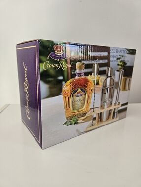 Crown Royal Stainless Steel Bar Tools with Wood Holder